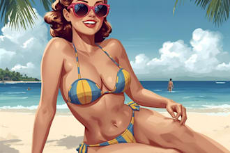 pin up girl and pin up girl illustration