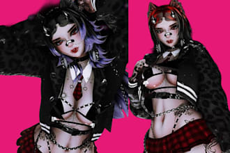 do custom vrchat avatar, furry avatar, vrc character, vrc avatar, vr character