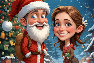 draw a christmas cartoon caricature