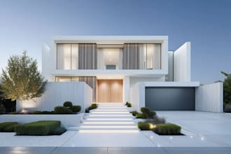 restyle modern minimalist luxury, interior design furniture layout,facade,garage