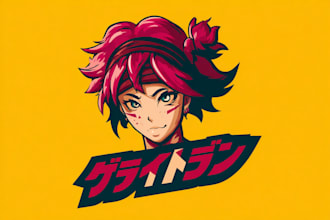 create a comic logo with anime manga mascot