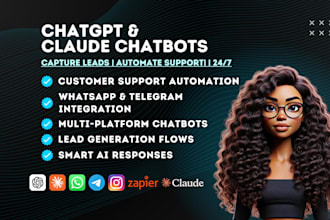 build chatgpt, claude ai chatbot for whatsapp, telegram or websites