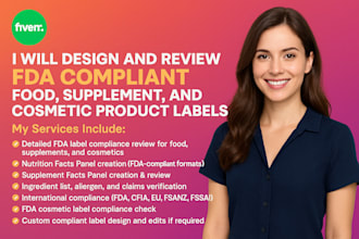 review and design food, supplement, cosmetic product labels for fda compliance
