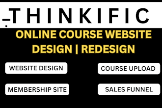 design or redesign online course thinkific website, kajabi, podia course website