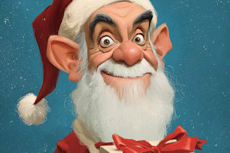 make a christmas caricature and a holiday gift card drawing