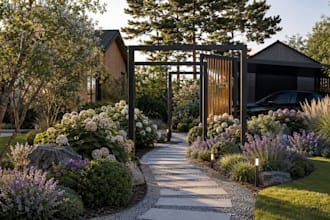 design garden, pool, patio, yard, terrace, and landscape 3d model and render
