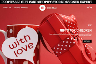 design profitable gift card shopify store gift holiday store gift card website