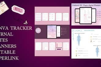 create editable canva tracker, planners and journal