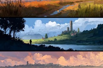 draw a natural landscape and background illustration