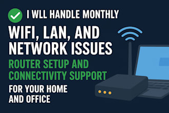 handle monthly wifi, lan, and network issues, router setup and connectivity