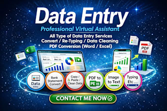 do efficient data entry, copy paste, PDF to excel