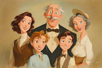 design a professional disney family portrait