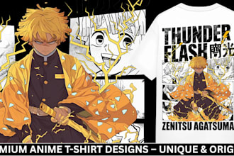make high quality anime t shirt design for your brand or pod