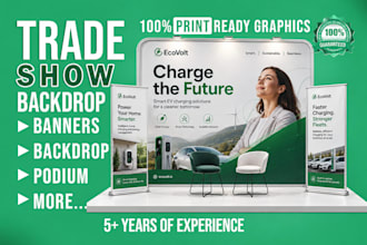 do trade show booth design, exhibition banner, backdrop and booth graphics