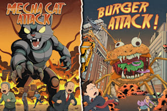 make vintage cartoon illustrations in retro style