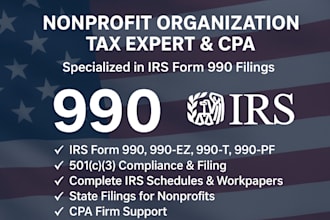 prepare irs forms 990  990 t  990 pf and 990 ez for nonprofit organizations