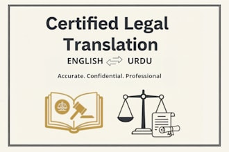 provide certified english to urdu legal translation for official documents