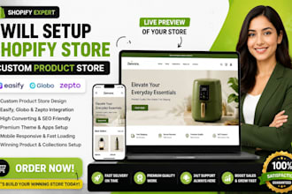 setup shopify store custom product easify globo product zepto website