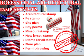 provide new jersey and missouri architectural stamp, pe stamp, USA city permit