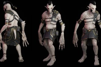 design sci fi 3d character,creature humanoid alien for game,fantasy model,zbrush