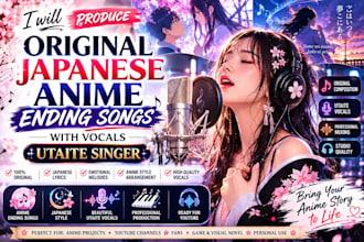 produce original japanese anime ending  songs with vocals utaite singer