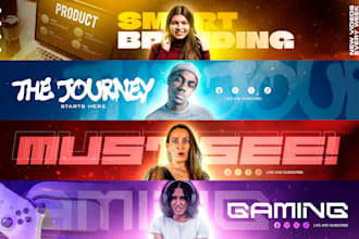 design facebook, linkedin and youtube thumbnail and banner