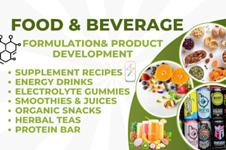 formulate food formulation food supplement, recipe development, beverages, drink