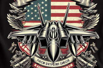 design high quality fighter jet mascot logo with t shirt design