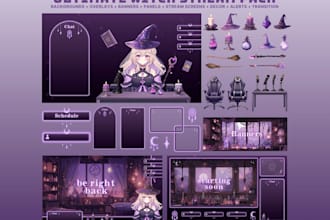 design custom stream logo, overlay, alerts, intro, panels, starting, kick, obs