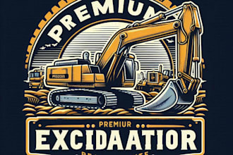 design premium excavator heavy equipment construction logo with t shirt design