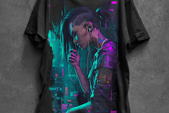 make tshirt and apparel design with cyberpunk style
