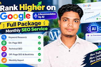 rank higher on google and recommendation by ai full package monthly SEO service