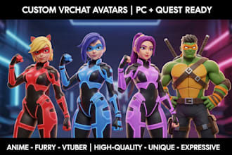 design furry, anime, and vtuber vrchat avatars