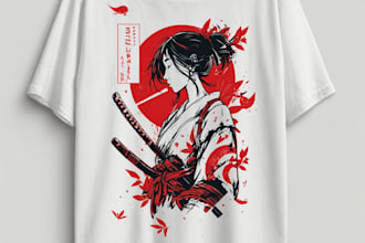 draw a japanese t shirt illustration