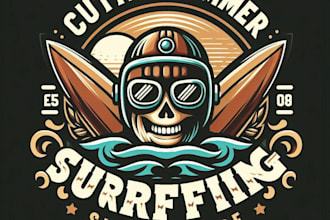 design high quality summer surfing mascot logo with t shirt design
