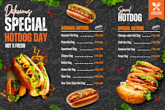 do amazing restaurant menu or food menu design
