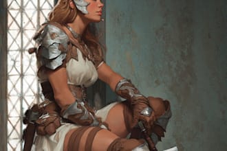 paint a character illustration in a fantasy world