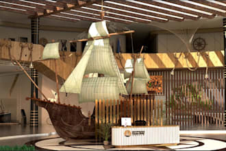 create 3d seaport design, ship yard design, container terminal, boat design