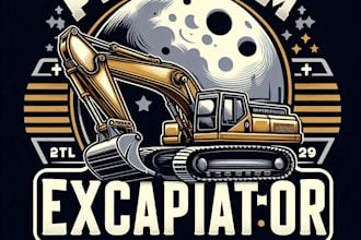 design premium excavator heavy equipment construction logo with t shirt design