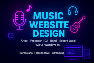 do music website for artist producer dj band record label, studio wix, wordpress