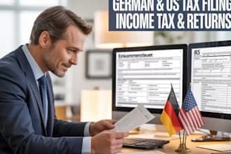 handle german tax, income tax, tax return, US tax filing, US tax return