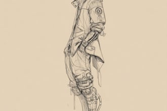 sketch of your character, sci fi fantasy, cyberpunk