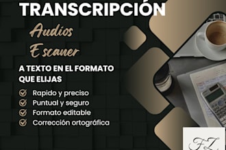 transcribiré audios y documentos escaneados a texto en PDF