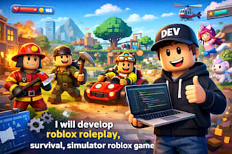 develop roblox roleplay, survival, simulator roblox game