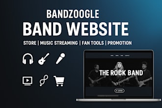design bandzoogle band website with store, music streaming, fan tools, promotion