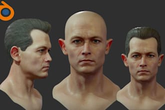 sculpt 3d head sculpt face bust stl file action figure stl file for 3d printing