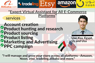 be your expert VA for ecommerce for uae,egypt,ksa,usa and uk