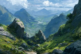 draw environment concept art, fantasy worlds