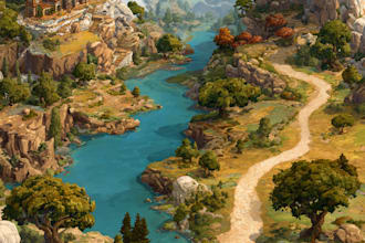 illustrate environments, landscapes, board game, concept art
