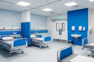3d hospital interior design reception clinic pharmacy infirmary dental 3d render